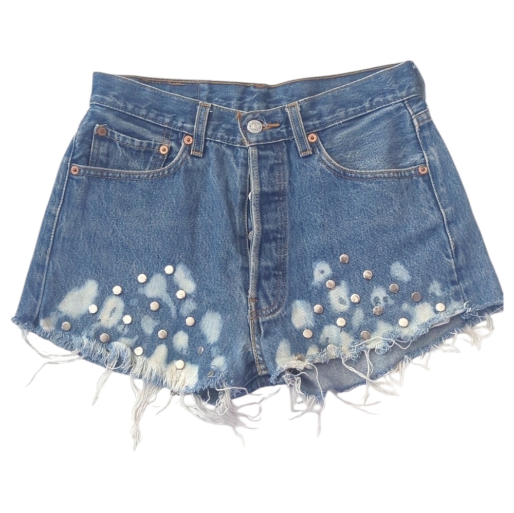 Levi's Studded Frayed Hem Blue Jean Shorts 501 Size 30